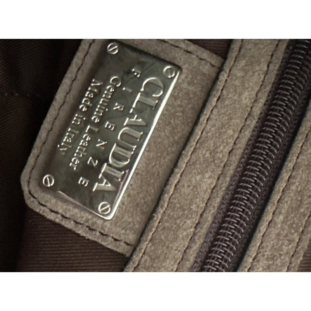 Claudia Firenze Taupe Suede‎ Crossbody Bag With Calf Hair Animal Print Strap - Picture 4 of 6